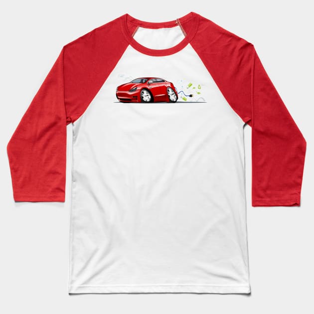 Cartoon electric car Baseball T-Shirt by Mechanik